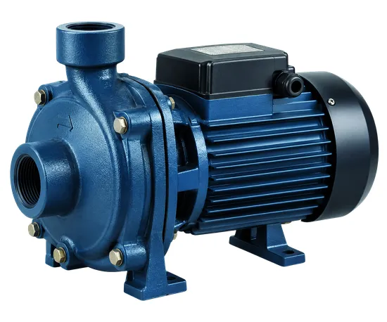 A blue centrifugal water pump
